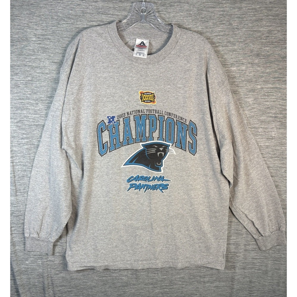 Vintage Y2K Carolina Panthers 2003 NFC Conference Champions Shirt Gray Size XL